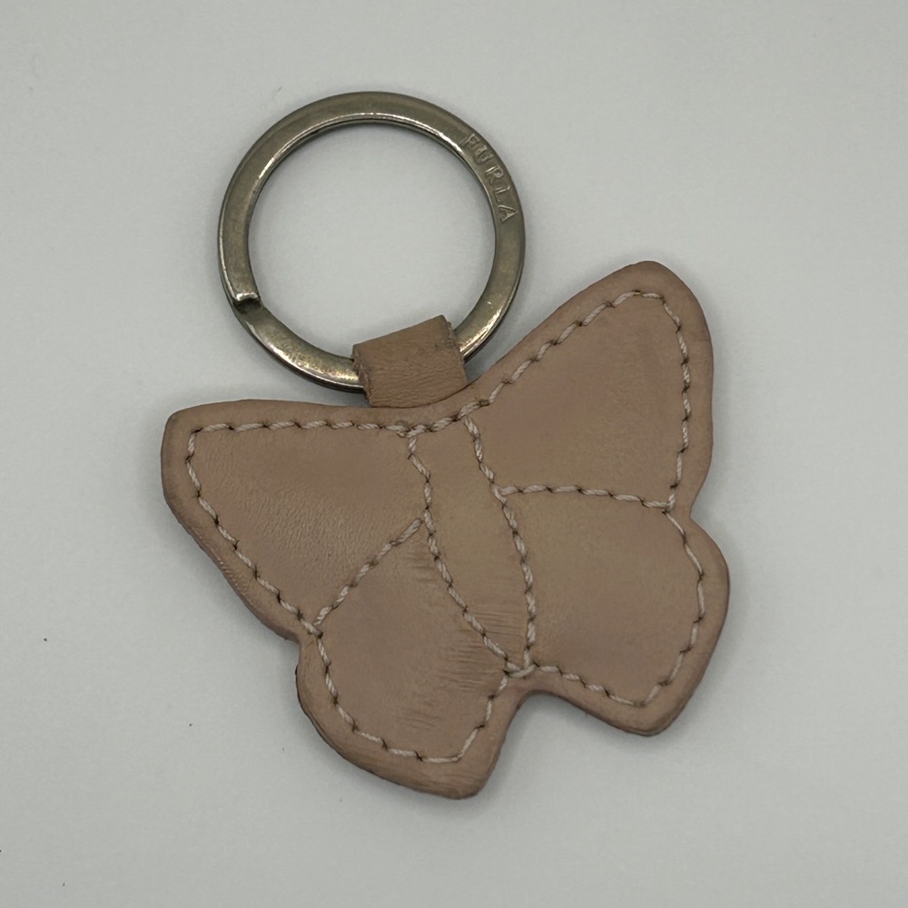 Furla Pink-Nude Leather Butterfly Keychain or Bag Charm